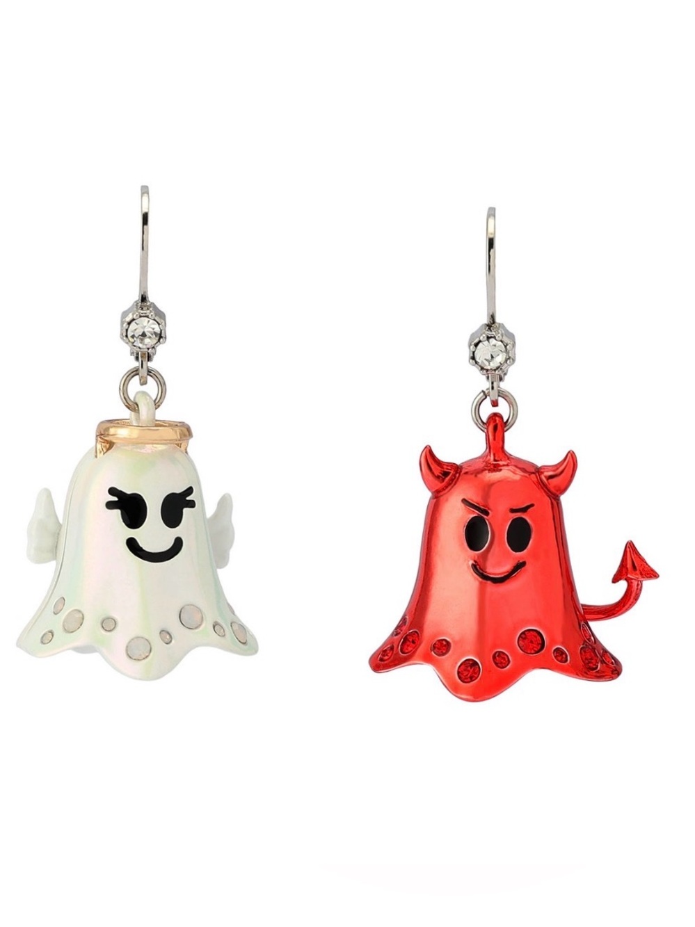 New Betsey Johnson Faux Stone Halloween Angel Devil Mismatch Drop Earrings